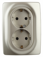 Розетка Эра 12 2X2P+E Schuko со шторками 16A-250В IP20 шампань СУ Б0036445 (Энергия света)