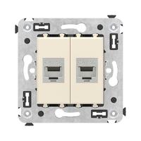 Компьютерная розетка RJ-45 без шторки в стену, кат.5e двойная экранированная, "Avanti", "Ванильная дымка" | 4405764 DKC (ДКС)