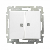 Выключатель Legrand Valena 2-клавишный с подсветкой встроенный 250 В 10 А белый 774428