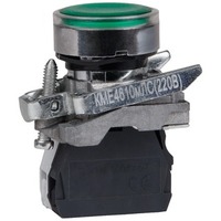 Кнопка КМЕ4610мЛС-220В-зеленый-1но+0нз-цилиндр-индикатор-IP65 | 248259 КЭАЗ (Курский электроаппаратный завод)