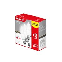 Лампа светодиодная Свеча CN 7.5 Вт E27 713 Лм 2700 K теплый свет (3 шт./уп.) | 604-020-3 Rexant