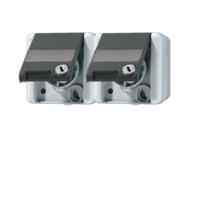 Розетка двойная горизонтальная SCHUKO 16A 250V с полем для надписи IP44 JUNG 8220NAWSL