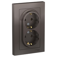 Розетка 2-м СП AtlasDesign 16А IP20 с заземл. в сборе мокко SchE ATN000624 Schneider Electric