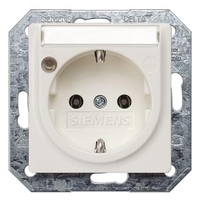 РОЗЕТКА SCHUKO 10A DC/16A AC 250В C БЕЗРЕЗЬБОВЫМИ КОНТАКТНЫМИ ЗАЖИМАМИ С ИНДИКАЦИЕЙ СТАТУСА И ПОЛЕМ ДЛЯ НАДПИСИ ЭЛ.-МЕХ.ЧАСТЬ DELTA I-SYSTEM ТИТАНОВО-БЕЛЫЙ Siemens 5UB1560