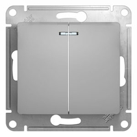 Выключатель 2-кл. СП Glossa 10А IP20 (сх. 5а) 10AX с подсветкой механизм алюм. SchE GSL000353 Schneider Electric