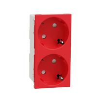 Розетка Unica Modular 45град. 2х2P+E защ. шторки безвинт. клеммы красн. SchE NU306603 Schneider Electric