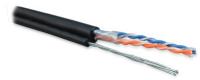 Кабель витая пара, неэкранированная U/UTP, категория 5, 2 пары (24 AWG), одножильный (solid), с металлическим тросом, внешний, PE, -40°C – +60°C, черный (куски) Hyperline