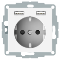 Розетка 3-м СП Merten SM 16А IP20 Schuko с 2-мя заряд. устройствами USB 2.4А механизм бел. SchE MTN2366-0319 Schneider Electric