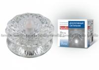 Светильник декоративный встраиваемый DLS-F102 G9 GLASSY/CLEAR "Fiore" без лампы основание стекло цвет зеркальный отделка кристалл прозр. Fametto 09976