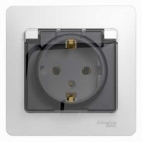 Розетка 1-м СП Glossa 16А IP20 с заземл. защ. шторки крышкой в сборе бел. SchE GSL000146 Schneider Electric