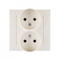 Розетка 2-м СП Simon15 16А IP20 250В без заземл. винт. клеммы сл. кость Simon 1590457-031