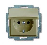 Розетка SCHUKO 16А 250В с защитными шторками, крышкой, серия basic55, цвет шампань | 2CKA002111A0653 ABB