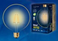 Лампа светодиодная декоративная LED 8вт 220-250В шар G125 680Лм Е27 2250К золотая колба Uniel Vintage - UL-00002358