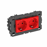 Розетка двойная 0° Modul45connect с з/к, 250 В, 16A (красный) (STD-D0C8 SRO2) | 6120438 OBO Bettermann