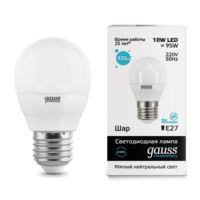 Образец Лампа светодиодная LED 10Вт E27 220В 4100К Elementary шар | 53220 Gauss