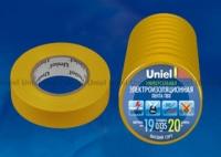 Лента изоляционная UIT-135P 20/19/10 YEL 20м 19мм 0.135мм (уп.10шт) желт. Uniel 04497