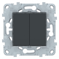 Переключатель проходной 2-кл. 2мод. СП Unica New IP21 (2х(сх. 6)) антрацит SchE NU521354 Schneider Electric