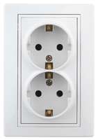 Розетка 2-м СП Plano 1Э-208-01 16А IP20 250В 2х2P+E Schuko защ. шторки без лапок бел. Intro Б0038833 ЭРА (Энергия света)