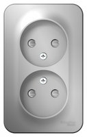 Розетка 2-м ОП Blanca 16А IP20 250В без заземл. защ. шторки алюм. SchE BLNRA001203 Schneider Electric