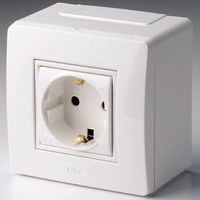 Коробка 1-м ОП PDD-N60 16А IP00 с заземл. силовой роз. BRAVA 2мод. бел. DKC 10482 (ДКС)