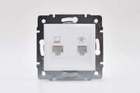 Механизм розетки компьютерн. + телеф. СП KARINA RJ11 RJ45 бел. LEZARD 707-0288-143