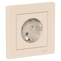 Розетка 1-м СП AtlasDesign 16А IP20 с заземл. защ. шторки в сборе беж. SchE ATN000244 Schneider Electric