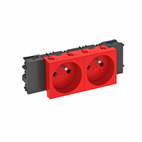 Розетка двойная 0° Modul45connect франц. стандарт, 250 В, 16A (красный) (STD-F0C SRO2) | 6120558 OBO Bettermann