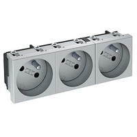 Розетка тройная 33° франц. стандарт, 250 В, 16A (серебристый) (STD-F3 AL3) | 6120272 OBO Bettermann