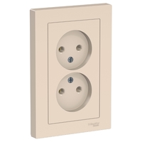 Розетка 2-м СП AtlasDesign 16А IP20 без заземл. в сборе беж. SchE ATN000220 Schneider Electric