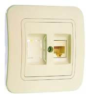 Розетка компьютерная 2-м СП Lillium 16А IP20 CAT.5e + гнездо крем./крем. Makel 70235