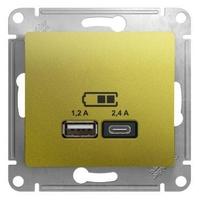 Механизм розетки USB GLOSSA A+С 5В/2.4А 2х5В/1.2А фисташк. SchE GSL001039 Schneider Electric