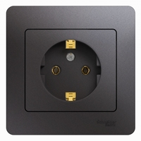 Розетка 1-м СП Glossa 16А IP20 250В с заземл. в сборе графит SchE GSL001342 Schneider Electric