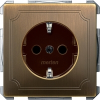 Механизм розетки 1-м СП Merten 16А IP20 с заземл. защ. шторки QF SD античная латунь SchE MTN2400-4143 Schneider Electric