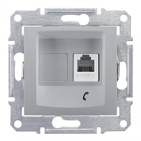 Розетка телефонная 1-м СП Sedna RJ11 механизм алюм. SchE SDN4101160 Schneider Electric