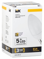 Лампа светодиодная LED 5Вт Е14 220В 3000К C37 свеча | LL-C37-5-230-30-E14-FR IEK (ИЭК)