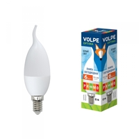 Лампа светодиодная LED-CW37-6W/NW 6Вт свеча на ветру 4500К белый E14 450лм 175-250В Volpe UL-00000307 Uniel