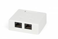 Розетка компьютерная SB2-2-8P8C-C5e-WH RJ-45(8P8C), категория 5e, двойная, внешняя, Dual IDC. | 28062 Hyperline