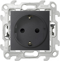 Механизм розетки 1-м СП Simon24 Push&amp;Go 16А IP20 2P+E защ. шторки графит Simon 2420432-038