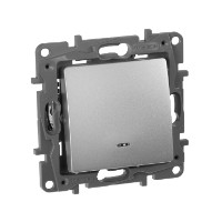 Выключатель 1-кл. СП Etika 10А IP20 250В 10AX с подсветкой/индикацией безвинт. зажимы механизм алюм. Leg 672403 Legrand