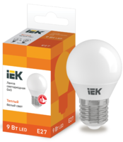 Лампа светодиодная LED 9вт Е27 тепло-белый матовый шар ECO - LLE-G45-9-230-30-E27 IEK (ИЭК)
