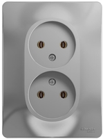 Розетка 2-м СП Glossa 16А IP20 без заземл. в сборе алюм. SchE GSL000320 Schneider Electric
