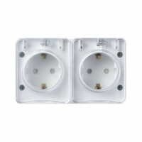 Розетка 2-м ОП AtlasDesign Profi54 16А IP54 250В с заземл. защ. шторки бел. SchE ATN540126 Schneider Electric