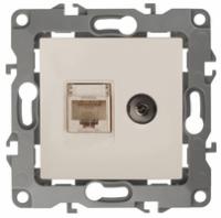Розетка комбинированная RJ45+TV, Эра12, слоновая кость, 12-3110-02 - Б0027442 ЭРА (Энергия света)