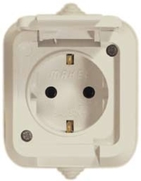 Розетка 1-м ОП 10А IP44 с заземл. крышкой п/герм. крем. Makel 18204