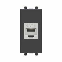 Розетка компьютерная 1мод. Avanti "Черный матовый" RJ45 кат.6 без шторок экранир. модульная механизм DKC 4412791 (ДКС)
