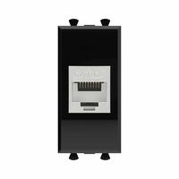Розетка компьютерная 1мод. Avanti "Черный квадрат" RJ45 кат.6A без шторок экранир. модульная механизм DKC 4402771 (ДКС)