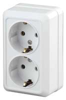 Розетка 2х2P+E Schuko 16А-250В IP20 ОУ Quadro белый | Б0027655 Intro 2-204-01 ЭРА (Энергия света)