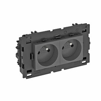 Розетка двойная 0° Modul45connect франц. стандарт, 250 В, 16A (черный) (STD-F0C8 SWGR2) | 6120630 OBO Bettermann