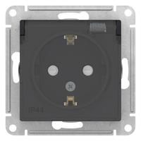 Механизм розетки 1-м СП AtlasDesign Aqua 16А IP44 с заземл. защ. шторки прозр. крышкой карбон SchE ATN441046 Schneider Electric