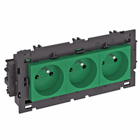 Розетка тройная 0° Modul45connect франц. стандарт, 250 В, 16A (зеленый) (STD-F0C8 MZGN3) | 6120646 OBO Bettermann